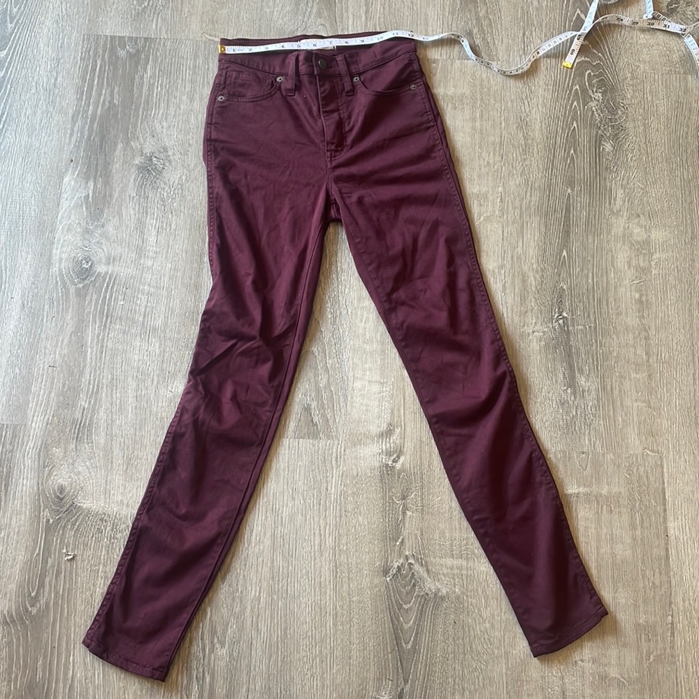 Madewell 10-inch High Rise Burgundy Sateen Jeans